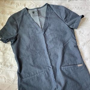 Figs Heather Denim Casma Scrub Top XXS